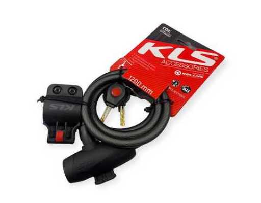 Замок тросиковый KLS Coil черный 10х1200 мм.